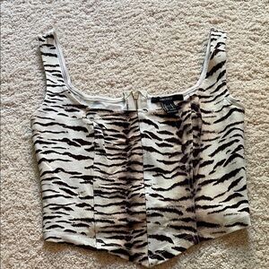 Forever 21 Brown and Ivory Animal Print Crop Top